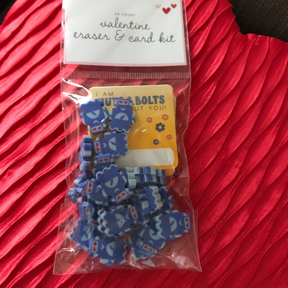 2 Set 24 Count Valentine Eraser Card Kits Robot I am Nuts and Bolts About You - Picture 2 of 3